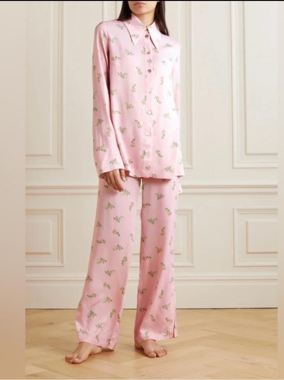 Sleeper floral pink silk pajamas
